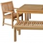 set 253 -- 59 inch tucson backless benches, new avalon armchairs & 35 x 71 inch fairfield rectangular dining table